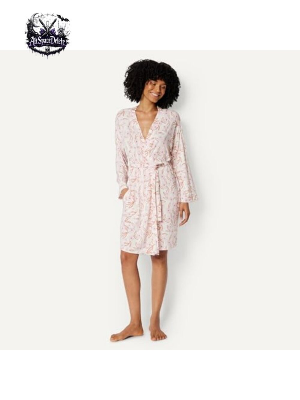 Modal Blend Long Sleeve Knee-Length Robe with Pockets - Picture 4 of 5